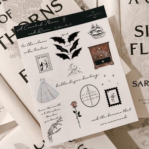 ACOTAR Bookish Sticker Sheet | A Court of Thorns and Roses | Matte Stickers | SJM Book Worm Gift | Reader Decals | 15 Stickers | 5x7