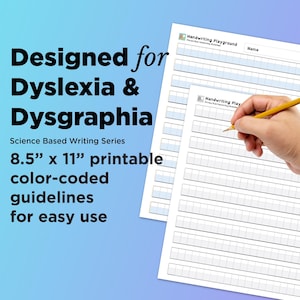 Hojas de práctica de escritura a mano para disgrafía y dislexia / Hojas de trabajo imprimibles con líneas de primaria / Formación de letras y motricidad fina (PDF imprimible)