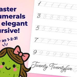 Cursive numeral tracing worksheets from 0 to 9 designed to help learners confidently master elegant number writing.