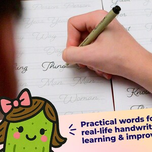 Printable cursive handwriting worksheets featuring practical common words like days, months, and everyday vocabulary for effective practice.