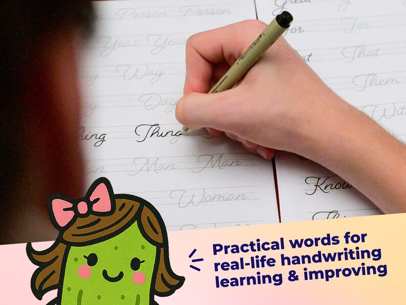 Printable cursive handwriting worksheets featuring practical common words like days, months, and everyday vocabulary for effective practice.