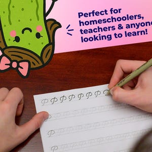 Student using cursive handwriting worksheets in homeschool and classroom settings, ideal educational resource for teachers and parents.