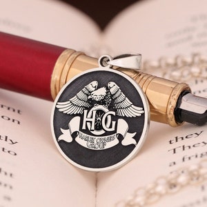 Family Crest Monogram Signet Necklace, Custom Family Crest, Personalized Engraved Sterling Silver Signet Necklace, Coat of Arms Necklace