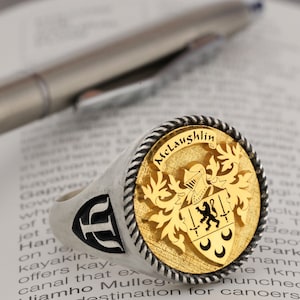 Gold Signet Ring with Custom Family Crest - Handcrafted Heritage Jewelry - Perfect Birthday or Anniversary Gift- Personalized Christmas Gift