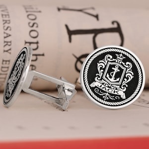 Custom Family Crest Cufflinks, Personalized Coat of Arms Signet Cufflinks, Ideal Groomsmen Gift , Unique Gifts for Him, 3D Crest Cufflinks