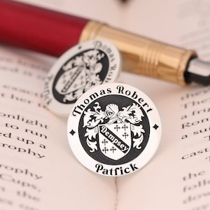 Handcrafted Heraldic Cufflinks - Personalized Family Crest - Distinctive Men&#39;s Fashion - Memorable Anniversary Gift