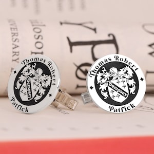 Bespoke Signet Cufflinks - Handcrafted Coat of Arms Cufflinks for Personalized Style - Unforgettable Men&#39;s Gift, Unique  Christmas Gifts