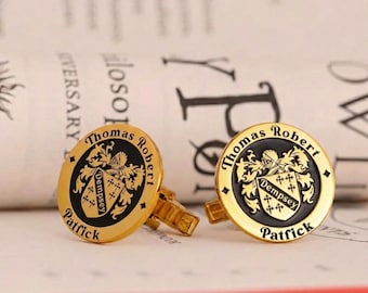 Benutzerdefinierte Siegel Manschettenknöpfe Hand gefertigtes Wappen personalisierte Herren Geschenk Familienwappen Erbstück Schmuck für formelle Kleidung