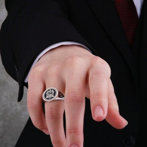 Personalized Anchor Ring for Men, Modern Coat of Arms Engraving, Strong Quality Jewelry, Great Anniversary or Christmas Gift