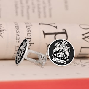 Exquisite Hand-Carved Family Crest Cuff links, Personalized Coat of Arms Signet, Custom Cuff links, Heraldic Cuff links, Christmas Gifts