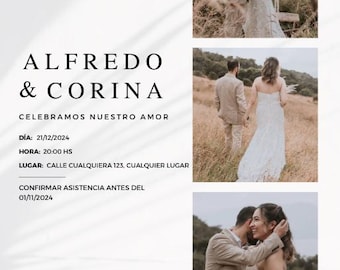 25 Invitaciones Para Boda Digital espanol, bohemian spanish wedding invitations, nuestra boda spanish wedding invitaciones para imprimir