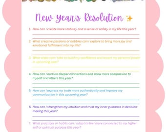 New Year’s Resolution Worksheet PDF: Chakra-Inspired Colors & Questions for Balance, Growth, and Intentions - Printable