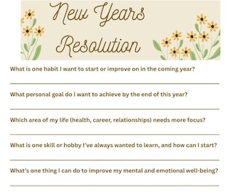 NEW YEARS Resolution Instant PDF Download - 10 Questions 2025