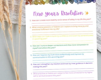 New Year’s Resolution Worksheet 2025 PDF: Chakra-Inspired Colors & Questions for Balance, Growth, and Intentions - Printable