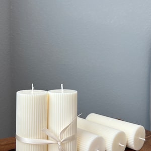 Ribbed pillar candle | home decor | wedding decor | bridal shower | engagement party | gift idea | handmade | trending candles