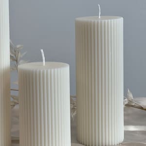 Ribbed pillar candle | home decor | wedding decor | bridal shower | engagement party | gift idea | handmade | Christmas gift idea