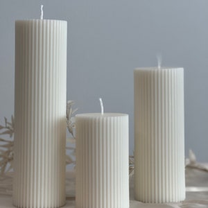 Ribbed pillar candle | Christmas gift idea  |home decor | wedding decor | bridal shower | engagement party | gift idea |  Gift for her