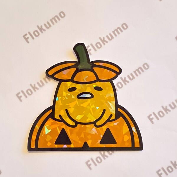 Halloween | Pumpkin Egg Holographic Waterproof Peeker Sticker