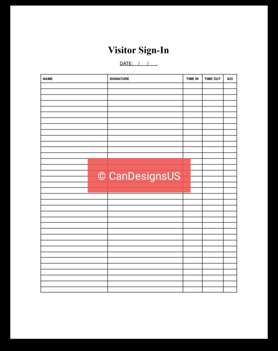 Printable Visitors Log Security Etsy