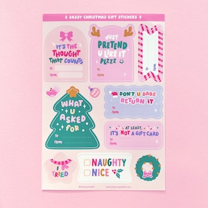 Christmas Gift Tags Sticker Sheet | Holiday Gift Tag Stickers | Present Stickers | Cute Christmas Gift Wrap Sticker | Holiday Gift Tag Label