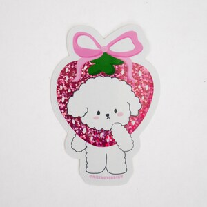 Adesivo Bibo Strawberry / Adesivo Bichon / Adesivo per amanti dei cani / Adesivo per cani / Adesivo decorativo / Adesivo impermeabile / Adesivo lucido / Regalo