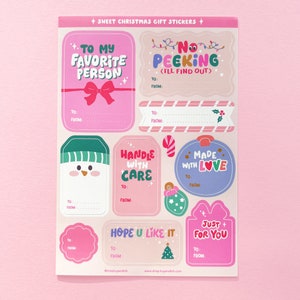 Christmas Gift Tags Sticker Sheet | Holiday Gift Tag Stickers | Present Stickers | Cute Christmas Gift Wrap Sticker | Holiday Gift Tag Label