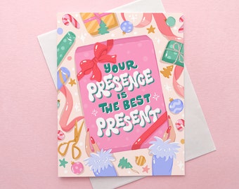 Your Presence is The Best Present Greeting Card  | Holiday Card | Christmas Card | Gift | Sweet