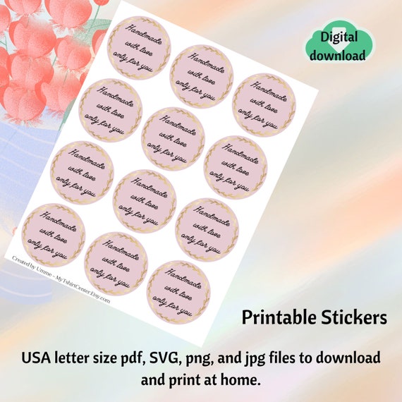 Hand Made With Love SVG PDF Stickers 