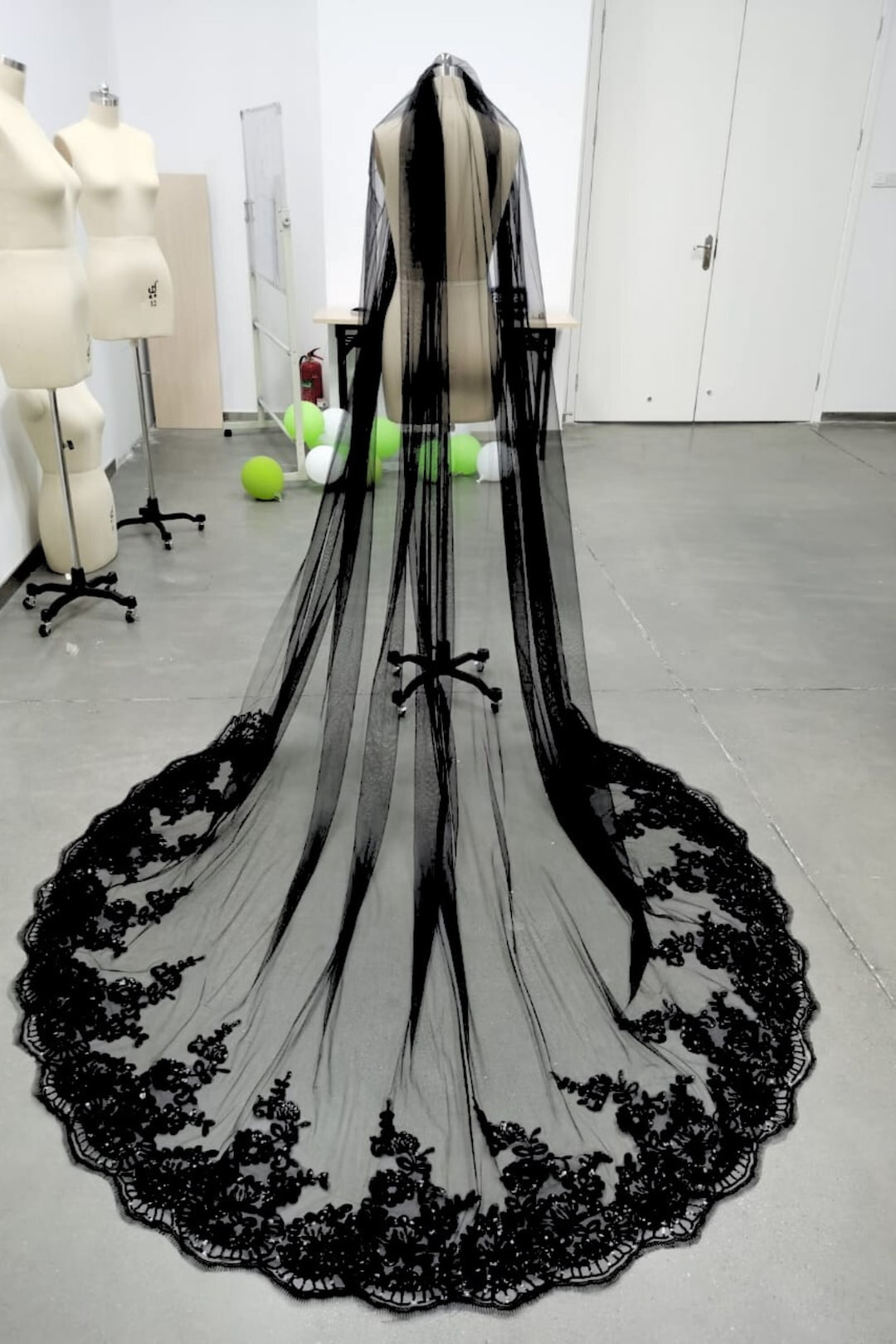 Gothic Brautschleier Aus Spitze - Schwarz, 1,3x1,4 M Für Halloween, Hochzeit, Kostümparty