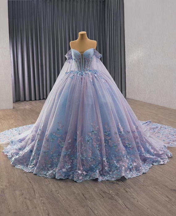 Lavender Lace Ball Gown, Cinderella Fairytale Wedding Dress - Etsy