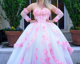 Fairytale Wedding Cinderella Corst Bodice Dress, Disney Princess Inspired, Costume, Non traditional