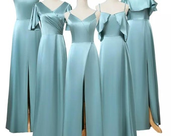 Satin Bridesmaid Dress, Long Dress for Women, Custom Bridal Shower Dress, Backless Dress for Bridesmaids Gifts