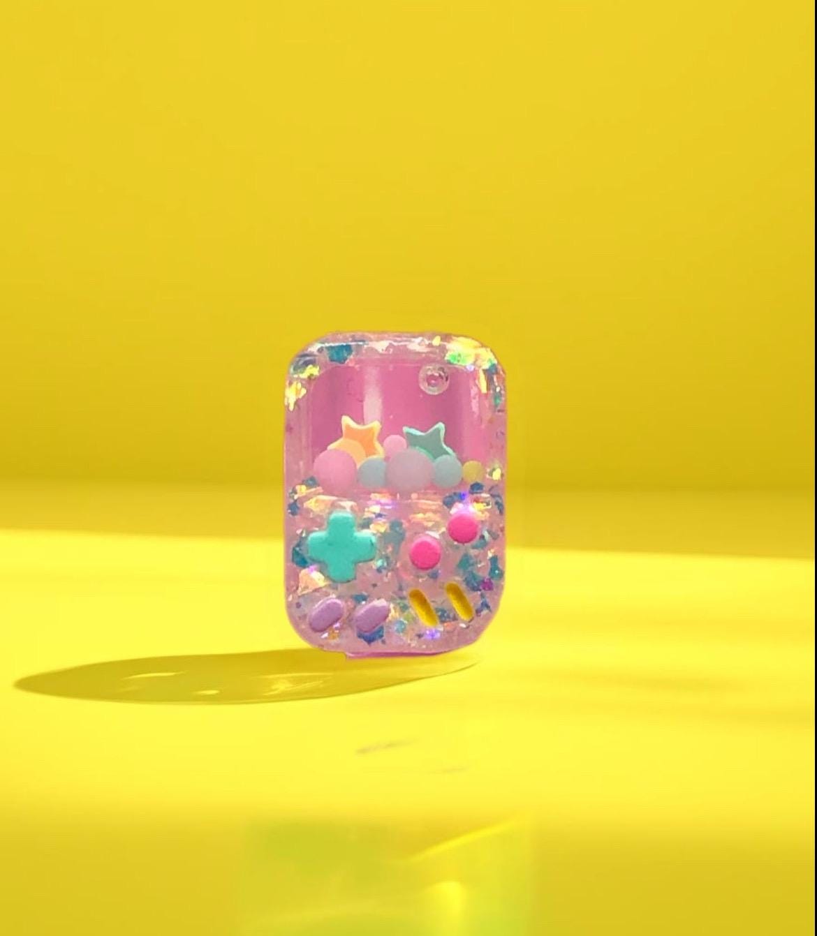 Kawaii Aqua globe Gameboy inspired nail charm/ snow globe nail charm