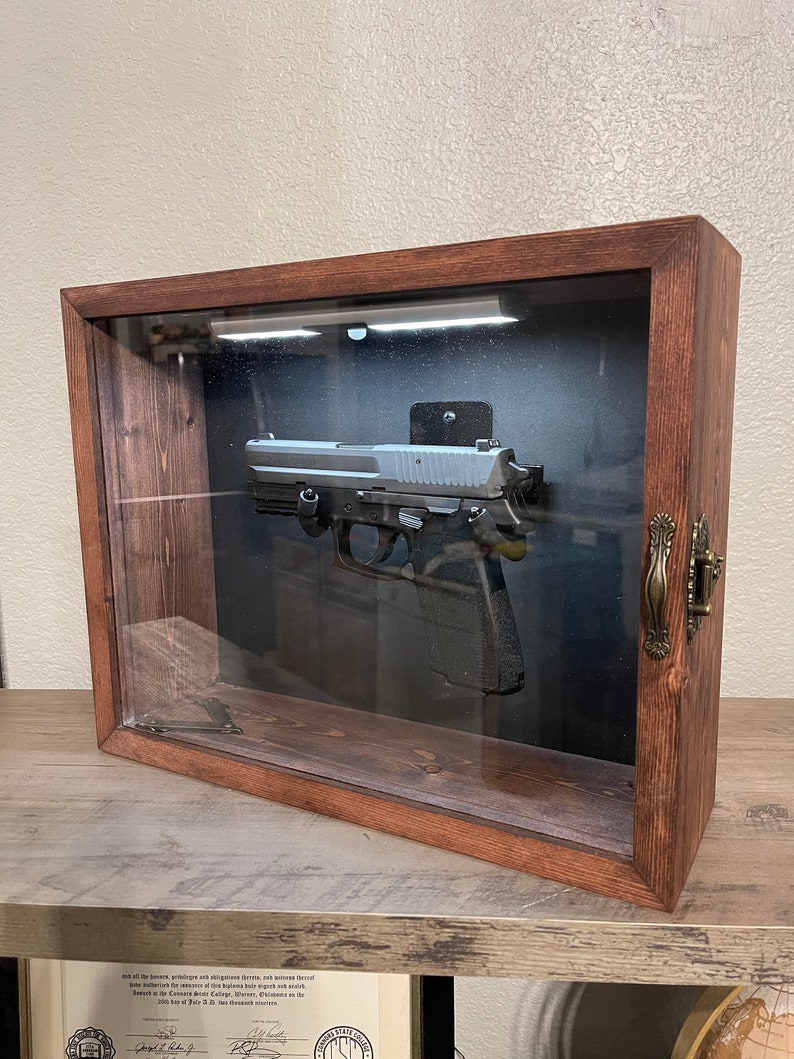 Single Pistol Display Case Wall Mount With Foam Backing and Etsy