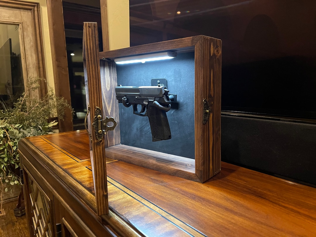 Single Pistol Display Case Wall Mount With Foam Backing and Etsy