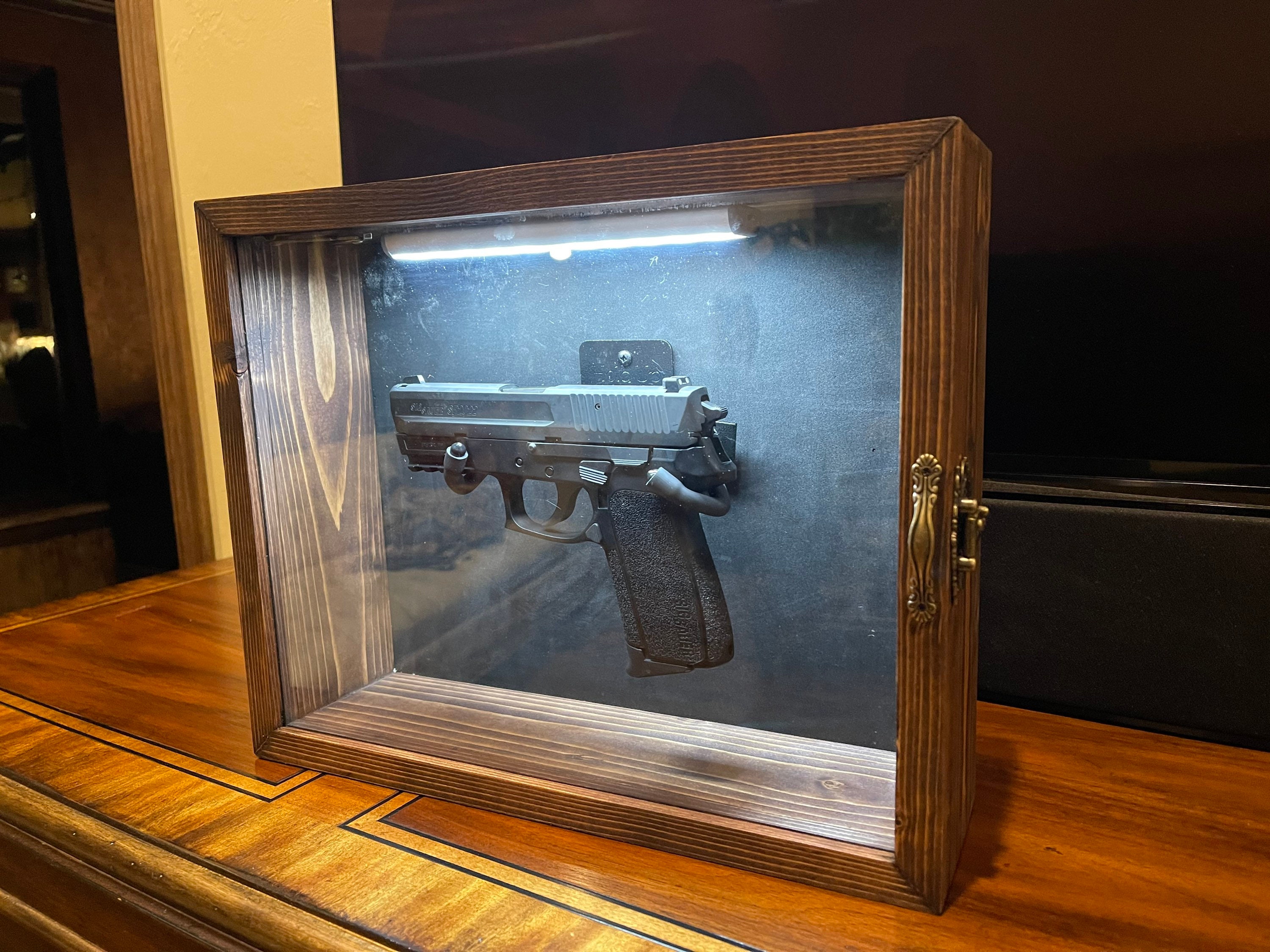 Single Pistol Display Case Wall Mount With Foam Backing and Etsy