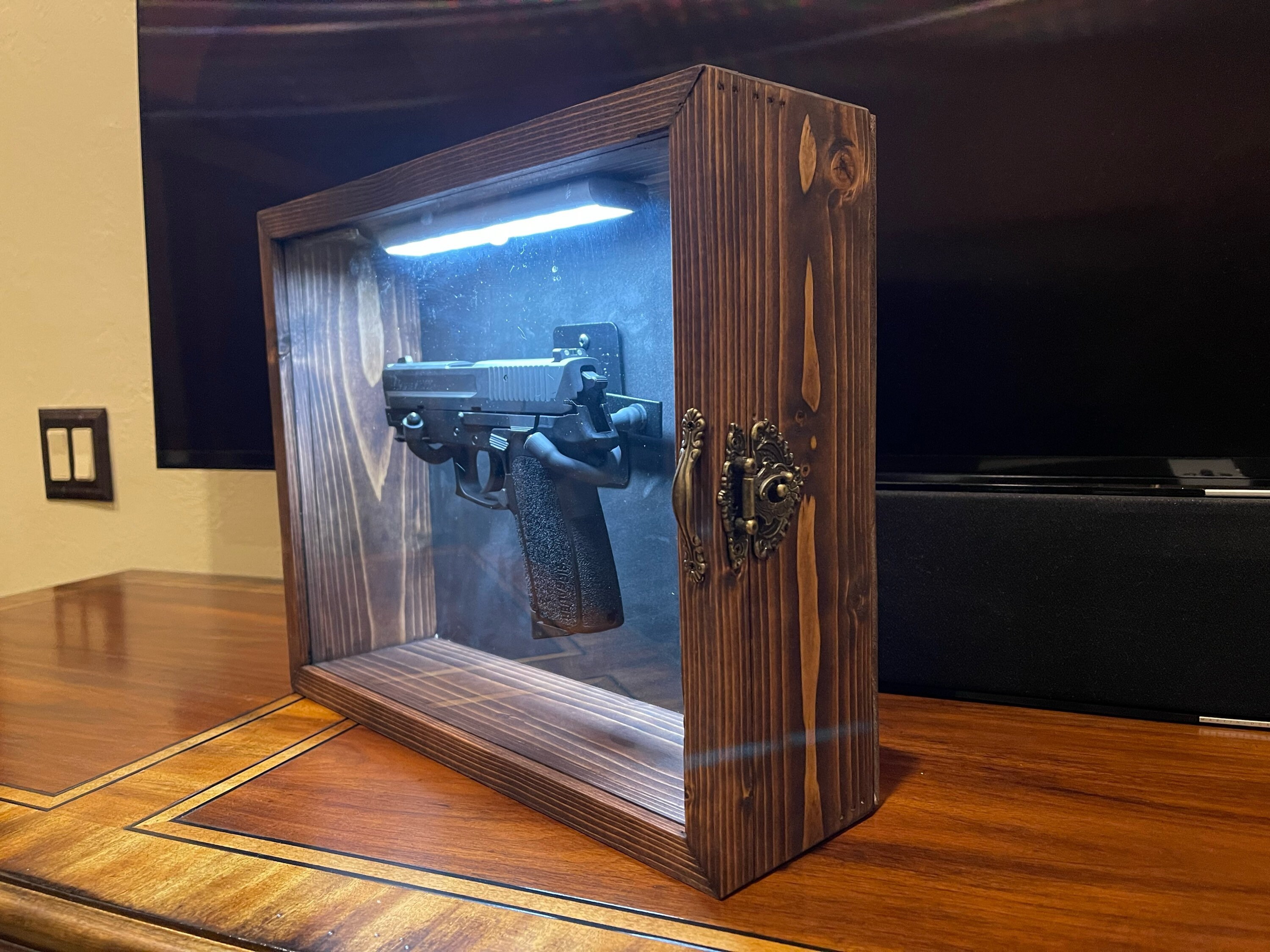 Single Pistol Display Case Wall Mount With Foam Backing and Etsy