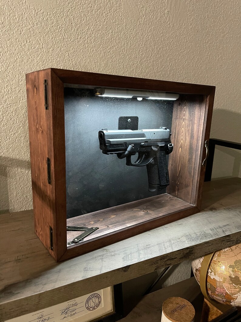 Single Pistol Display Case Wall Mount With Foam Backing and Etsy