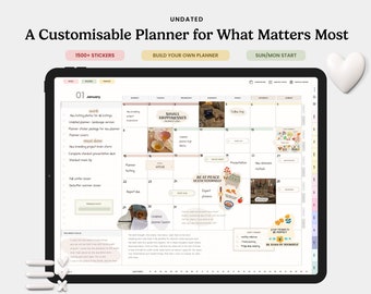 Beste ongedateerde digitale planner Goodnotes, alles in één planner, ADHD digitale sjablonen, levensplanner, gepersonaliseerde planner, hyperlinked planner