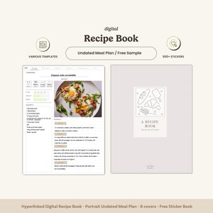 Digital Recipe Book - Minimal Digital Meal Planner- Meal Planner - Goodnotes Recipe Book - Hyperlinked Recipe book- iPad Recipe Book