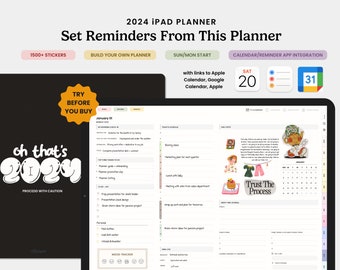 2024 All In One Digital Life Planner iPad with links to Apple Calendar Google Calendar, Best Goodnotes Planner Bundle, Daily weekly planner