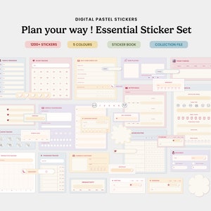 Digital Stickers for Goodnotes Planner Bundle, Daily Journaling Stickers Pack,Digital Essential Sticker, Everyday Aesthetic Planner Stickers