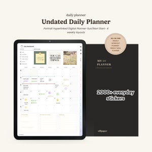 Undated Digital Daily Planner, All In One Goodnotes Portrait Planner Templates, Hyperlinked Calendar Planner Bundle, ADHD Digital Templates