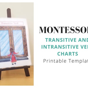 Tablas de verbos transitivos e intransitivos Montessori (Plantilla imprimible/Descarga digital)
