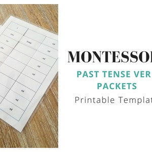 Pacotes de Conjugação de Verbos no Passado Montessori para Imprimir | Download Digital