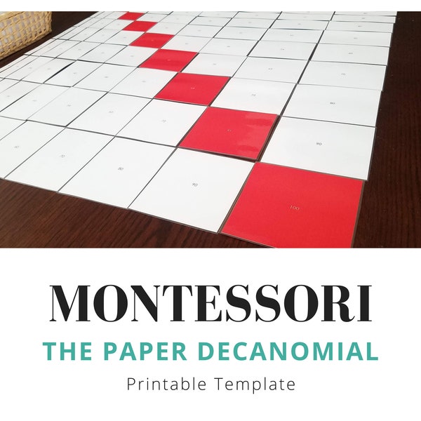 Montessori The Paper Decanomial Square Printable Template | Digital Download
