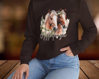 Floral Appaloosa Horse Sweatshirt: Cozy Crewneck, Horse Lover Gift