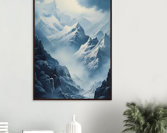 Framed Mountain Poster - Classic Semi-Glossy Paper Wooden - Wall art decor