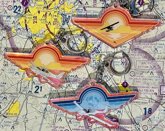 Holographic Airplane Keychain: Aviation Themed, Pilot Gift