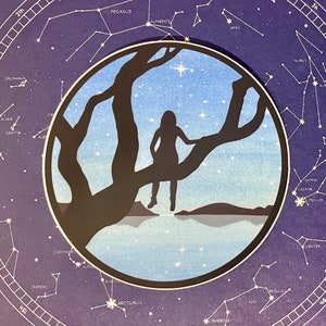 Sternenhimmel-Aufkleber Astronomie-Themenaufkleber für Weltraumliebhaber Sternenlicht-Aufkleber Silhouette Design